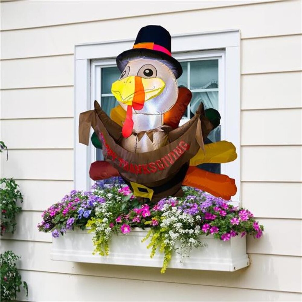 New 3.5 FT Thanksgiving Inflatable Decorations Outdoor, Turkey Broke - Picture 4 of 7